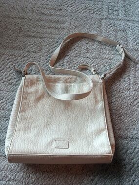 Cream Leather Crossbody Bag with Adjustable Strap